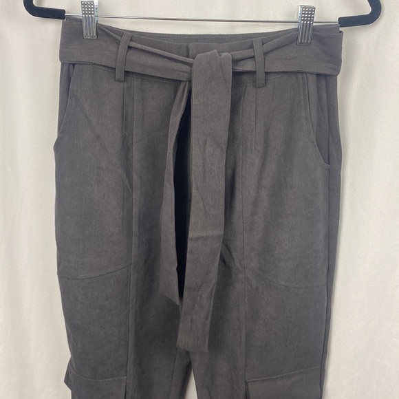 Anthropologie Sadie & Sage Moonlight Mile Paper Bag Pants - Charcoal -Size Small - Picture 5 of 13